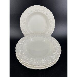 Wedgwood of Etruria  Barlaston Queens Ware Embossed Grapes  White 8” Bowls Set 4